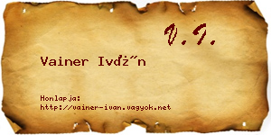 Vainer Iván névjegykártya
